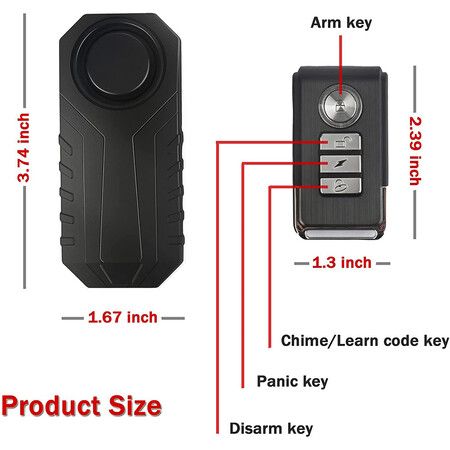 13dB Bike Alarm, Wireless Waterproof Bike Alarm with Remote Control