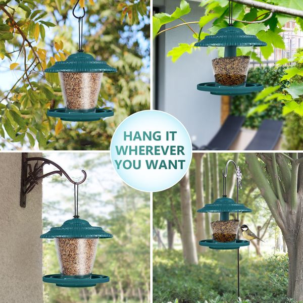 Hanging Bird Feeder Automatic Seed Container for Parrot Quail Garden Wild Outdoor Gazebo Shape