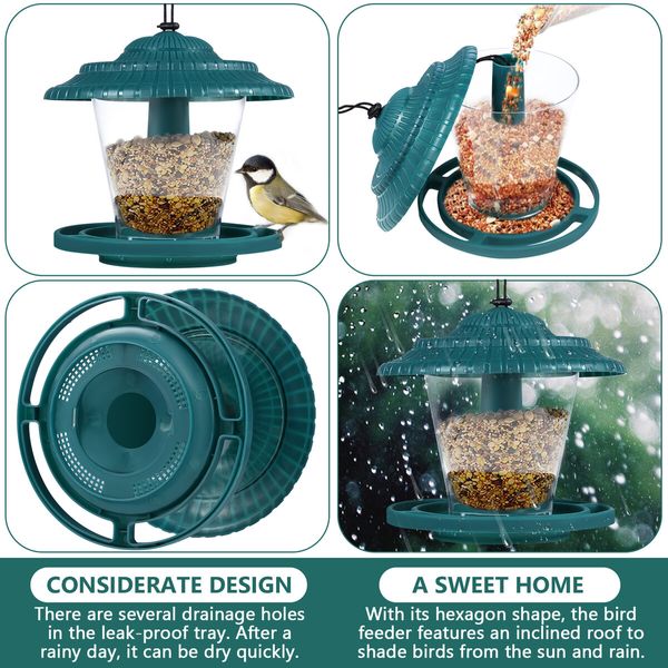 Hanging Bird Feeder Automatic Seed Container for Parrot Quail Garden Wild Outdoor Gazebo Shape