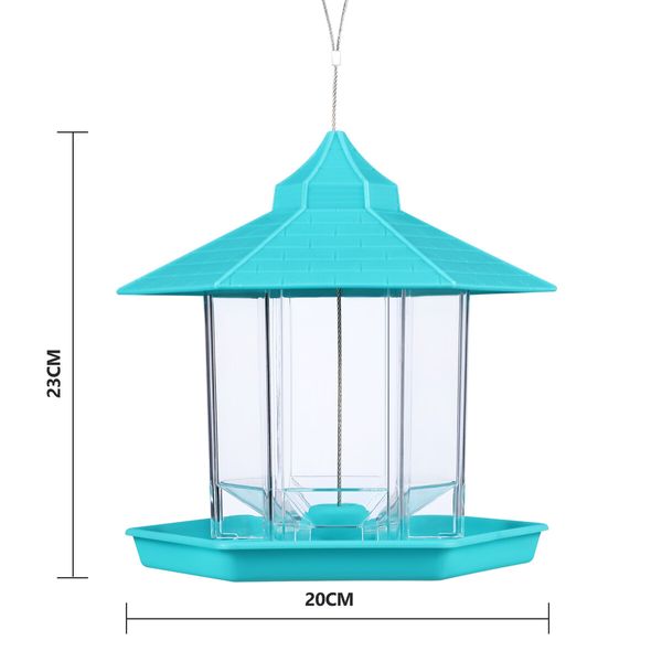 Bird Feeder Hanging Seed Container for Quail Parrot Automatic Garden Wild Outdoor Gazebo Shape