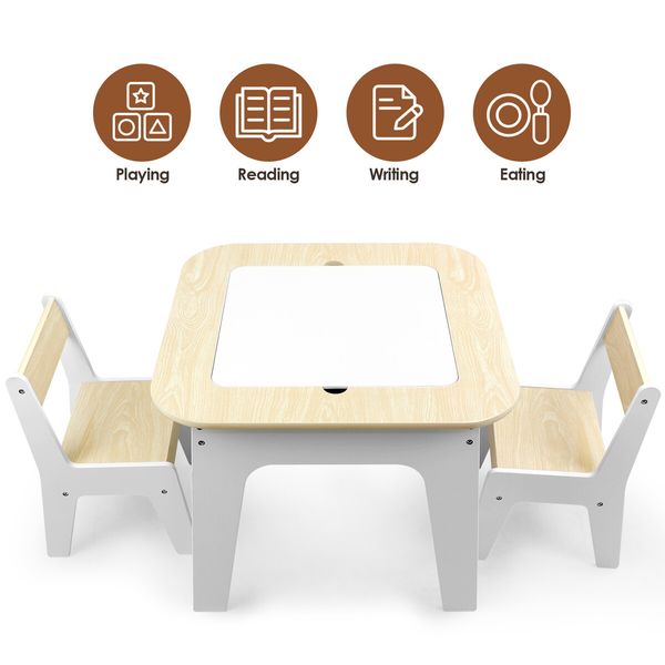 Kidbot Lego Table and Chair Set Childrens Kids Activity Play Centre Wooden Multifunctional Desk with Storage Space