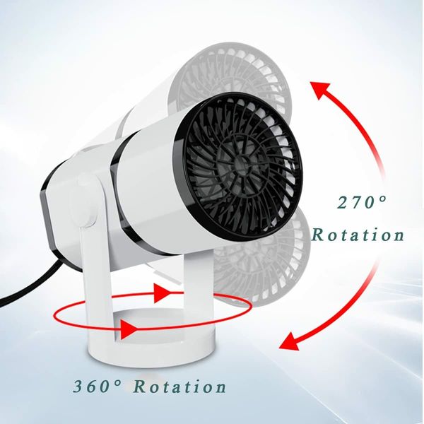 2-in-1 Portable Fans with Heating and Cooling Function, 3-Socket Plug Cigarette Lighter,360 Degree Rotatable Defroster