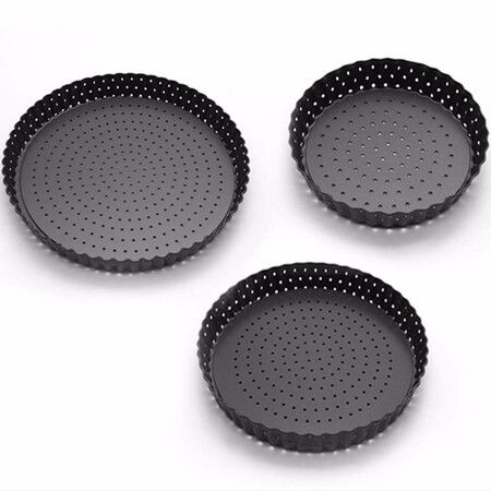 3 pcs Non-Stick Quiche Pan  Round cake mold Pizza Pan with Removable Bottom Pizza Pan for Baking Wedding Cake