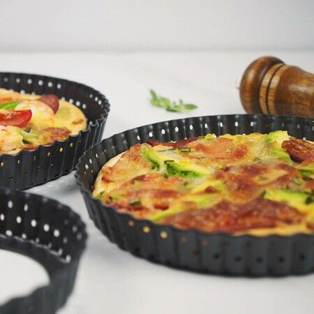 3 pcs Non-Stick Quiche Pan  Round cake mold Pizza Pan with Removable Bottom Pizza Pan for Baking Wedding Cake