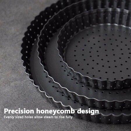 3 pcs Non-Stick Quiche Pan  Round cake mold Pizza Pan with Removable Bottom Pizza Pan for Baking Wedding Cake