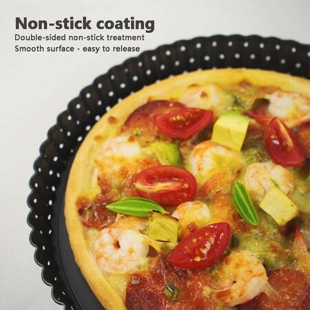 3 pcs Non-Stick Quiche Pan  Round cake mold Pizza Pan with Removable Bottom Pizza Pan for Baking Wedding Cake