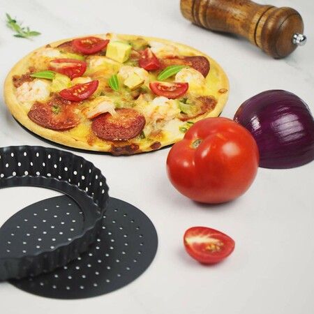 3 pcs Non-Stick Quiche Pan  Round cake mold Pizza Pan with Removable Bottom Pizza Pan for Baking Wedding Cake