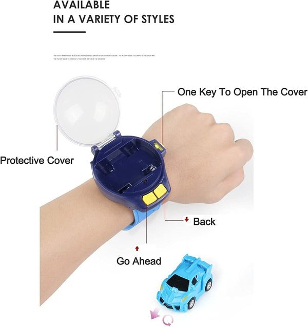 Mini Remote Control Car Watch Toys 2.4 GHz Watch Cartoon RC Small Car,Interactive Game Toys,Gift for Boys and Girls,Birthday(Blue)