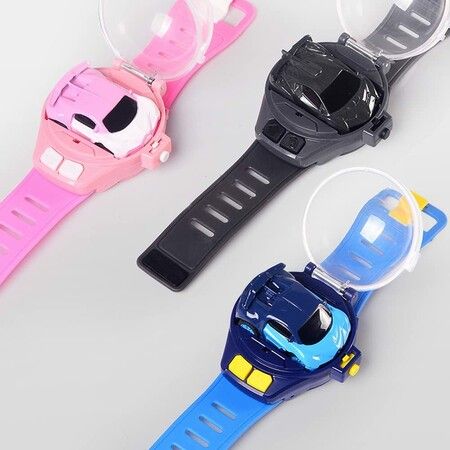 Mini Remote Control Car Watch Toys 2.4 GHz Watch Cartoon RC Small Car,Interactive Game Toys,Gift for Boys and Girls,Birthday(Blue)