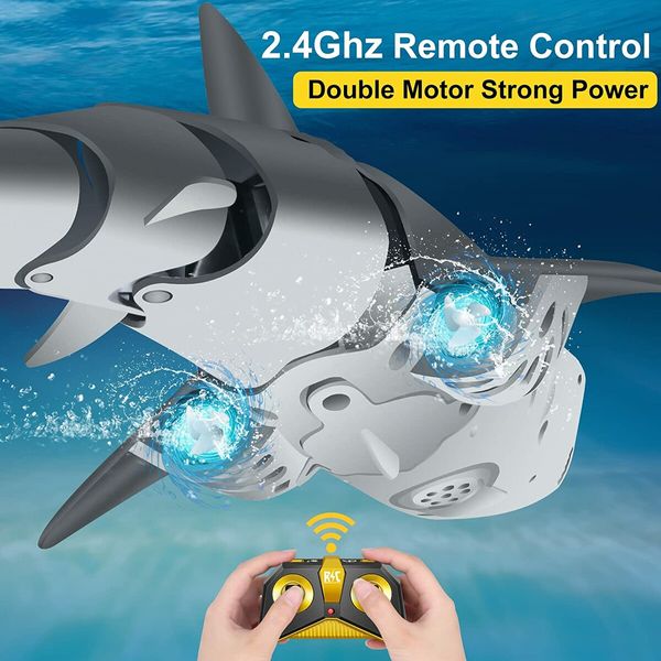 Remote Control Shark Toys Pool Toys Outdoor Toys RC Boat Spray Water for Swimming Pool Great Gift for Kids Boys & Girls