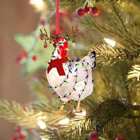 Scarf Chicken Ornaments Christmas Decoration And Hangs F