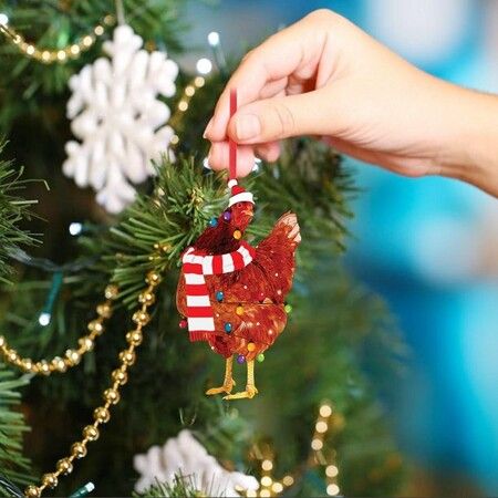 Scarf Chicken Ornaments Christmas Decoration And Hangs D