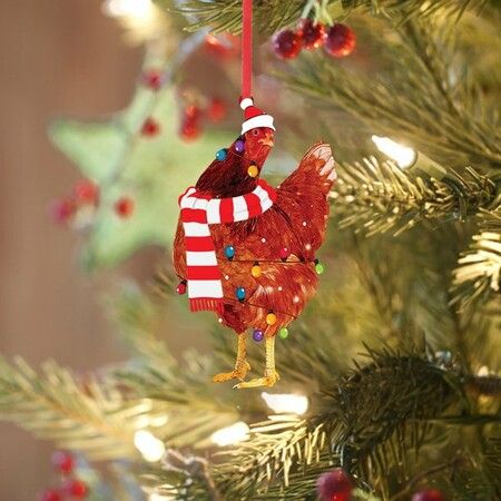 Scarf Chicken Ornaments Christmas Decoration And Hangs D