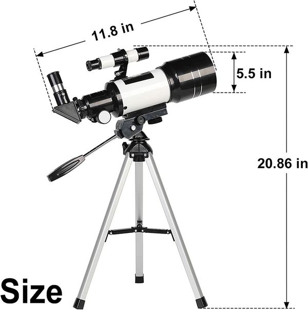 Telescope 70mm Aperture Refractor Portable Telescopes for Astronomy Beginners with Phone Adapter