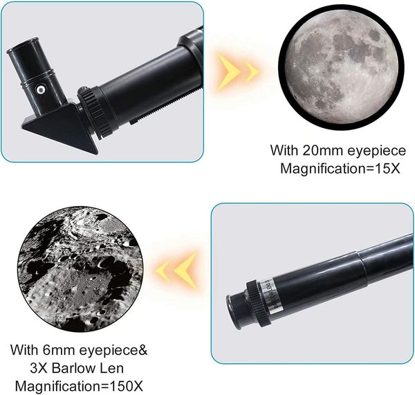 Telescope 70mm Aperture Refractor Portable Telescopes for Astronomy Beginners with Phone Adapter