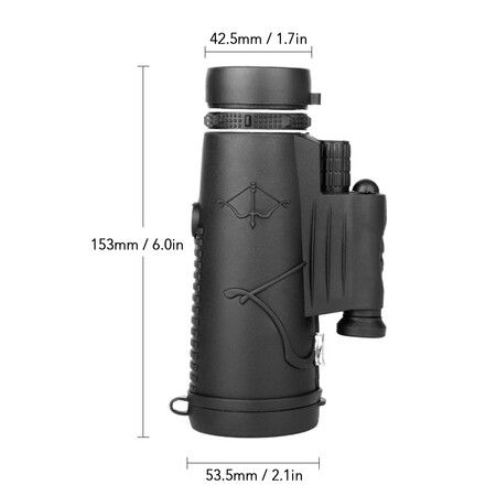 12X40 Monocular BAK4 Prism Night Vision Monocular Telescope w/Holder Tripod for Wildlife Watching Camping