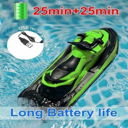 RC Boats for Kids Remote Control Boat for Pools & Lakes with 2 Batteries/Dual Motors/2 Charger Cables & Low Battery Prompt Motor Boat (Green)