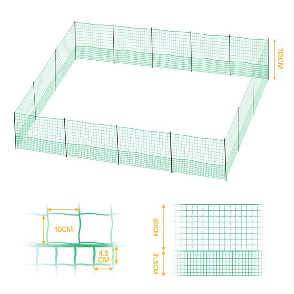 Chicken Fence Hen Poultry Coop Farm Runs Mesh Cage Net Habitat Safe House Turkey Breeding Pen 1.15m x 50m