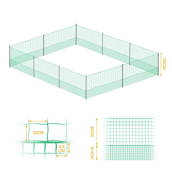 Chicken Fence Poultry Runs Coop Farm Pen Mesh Cage Net Habitat House Safe Turkey Breeding 1.15m x 30m