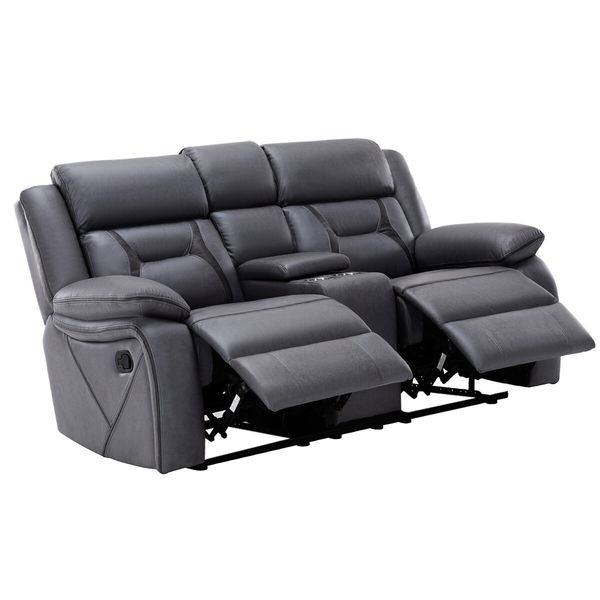 2 Seater Sofa Recliner Chair Armchair Couch Lounge Living Room Chairs Microfiber PP Adjustable Footrest Headrest Grey 