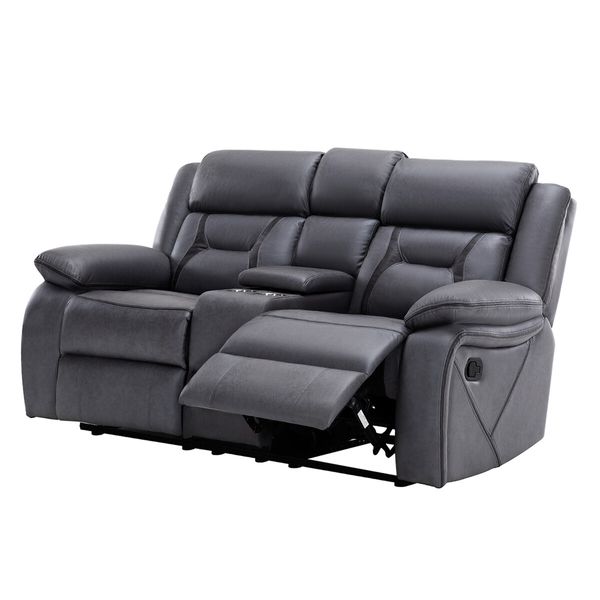 2 Seater Sofa Recliner Chair Armchair Couch Lounge Living Room Chairs Microfiber PP Adjustable Footrest Headrest Grey 