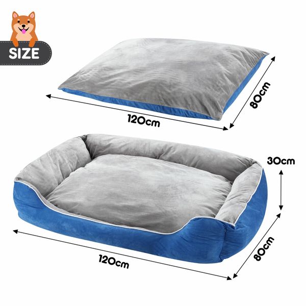 Pet Dog Cat Bed Puppy Calming Sofa Cushion Warm Soft Couch Washable Cover 120x85x29cm