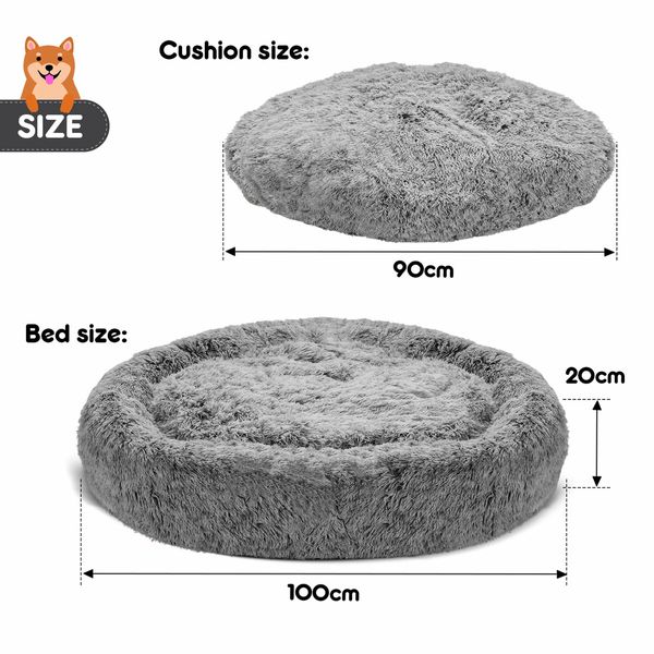 Pet Dog Cat Bed Puppy Calming Cave Nest Soft Plush Warm Round Comfy Washable