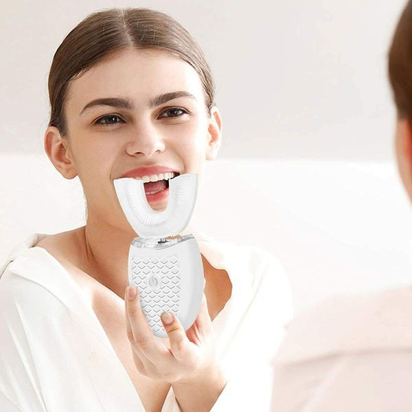 Adult Ultrasonic Electric Toothbrush U Shape Automatic Toothbrush 360 Cleaning Teeth Whitening Rechargeable IPX7 Waterproo