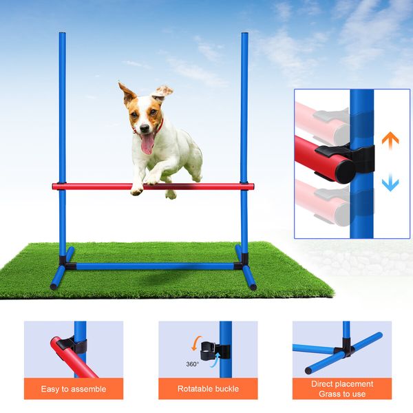 Petscene Dog Agility Equipment 5PC Set Obstacle Course Pet Training Kit Supplies Jump Hurdle Tunnel Poles Pause Box Carrying Bags