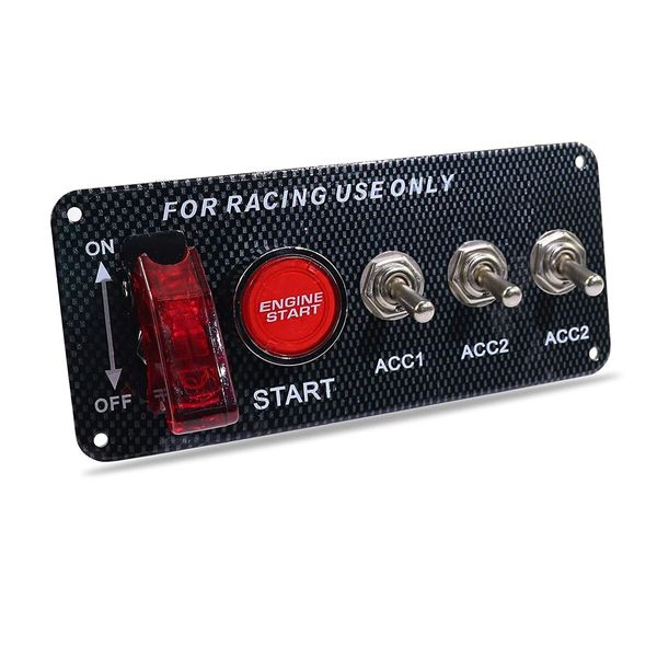 12V Ignition Switch Panel 5 in 1 Racing Car Engine Start Push Button LED Toggle for Racing Car Truck