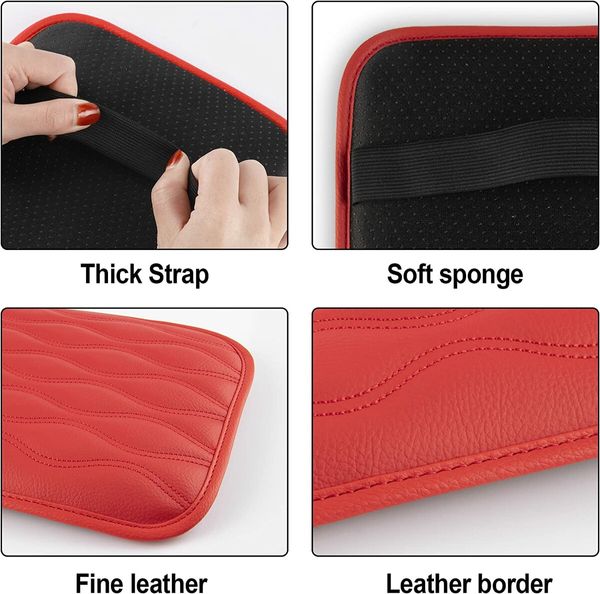 Auto Center Console Pad, Universal Waterproof Car Armrest Seat Box Cover for Most Vehicle, SUV, Truck, Car (Red)