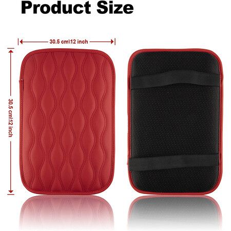 Auto Center Console Pad, Universal Waterproof Car Armrest Seat Box Cover for Most Vehicle, SUV, Truck, Car (Red)