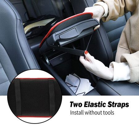 Auto Center Console Pad, Universal Waterproof Car Armrest Seat Box Cover for Most Vehicle, SUV, Truck, Car (Red)