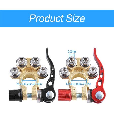 Car Battery Terminal Connectors for SAE/JIS Type A Posts, Compatible with Cars, Vans, Trucks and More