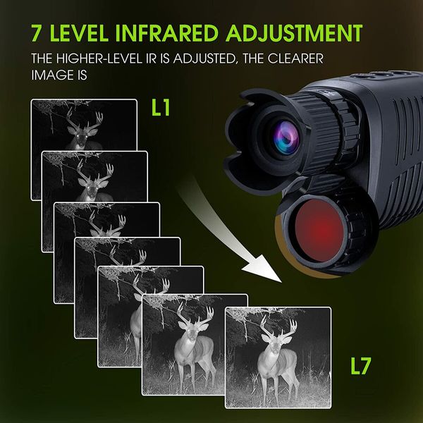 Digital Night Vision Monocular for 100% Darkness, 1080p Full HD Video for Hunting, Camping, Travel, Surveillance