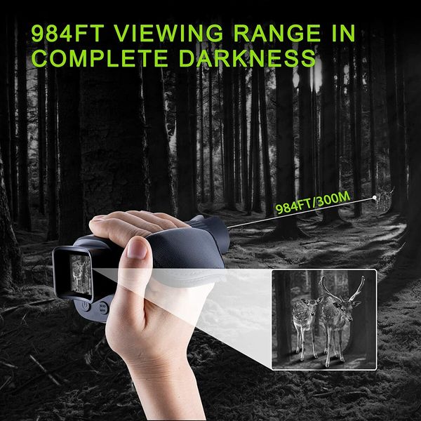 Digital Night Vision Monocular for 100% Darkness, 1080p Full HD Video for Hunting, Camping, Travel, Surveillance