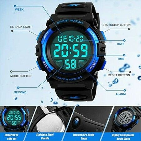 Kids Digital Watch, Boys Sports Waterproof Led Watches with Alarm Wrist Watches for Boy Girls Children