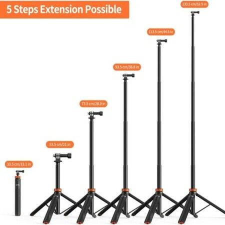 Telescopic Selfie Stick Long with Tripod,Waterproof Hand Grip,for Insta360 GoPro Hero 10 9 8 7 6 5 4 3 2,Fusion,Max,Session,AKASO,SJCAM,DJI OSMO Action Cameras