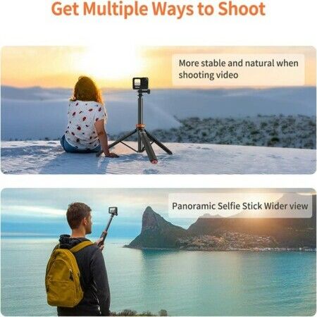 Telescopic Selfie Stick Long with Tripod,Waterproof Hand Grip,for Insta360 GoPro Hero 10 9 8 7 6 5 4 3 2,Fusion,Max,Session,AKASO,SJCAM,DJI OSMO Action Cameras