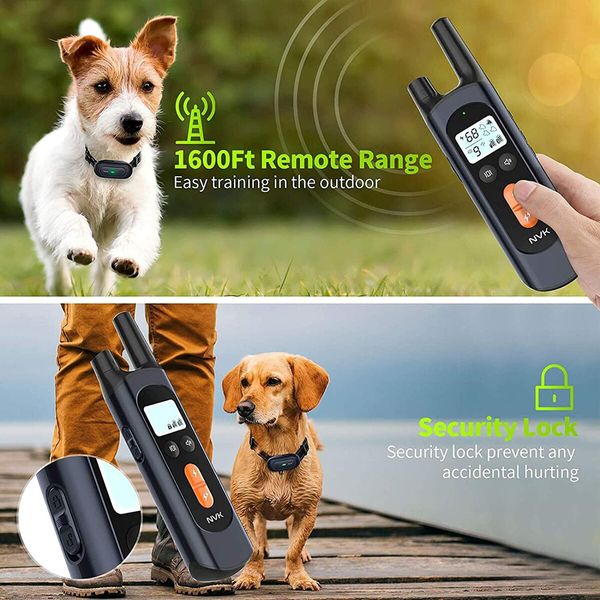 Rechargeable Dog Training Collar with 3 Modes, Beep, Vibration and Shock, Waterproof Collar, 1600Ft Remote Range