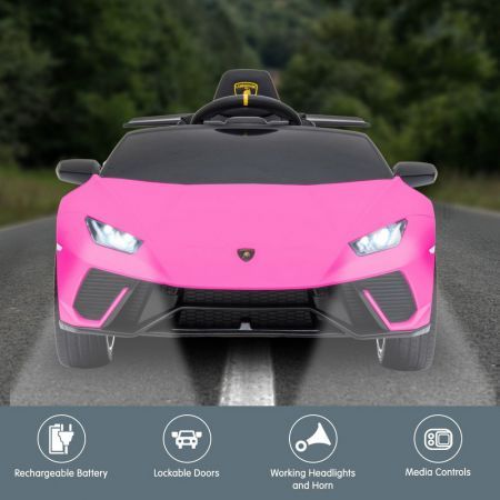 Lamborghini Performante Kids Electric Ride On Car Remote Control by Kahuna - Pink