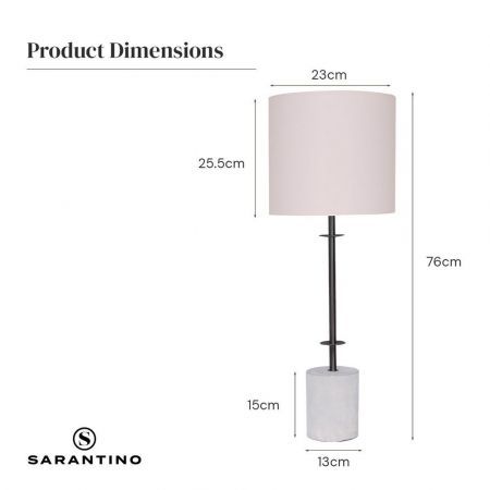 Sarantino Concrete & Metal Table Lamp with Off-White Linen Shade