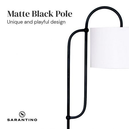 Sarantino Metal Floor Lamp with Marble Base & Off-White Shade