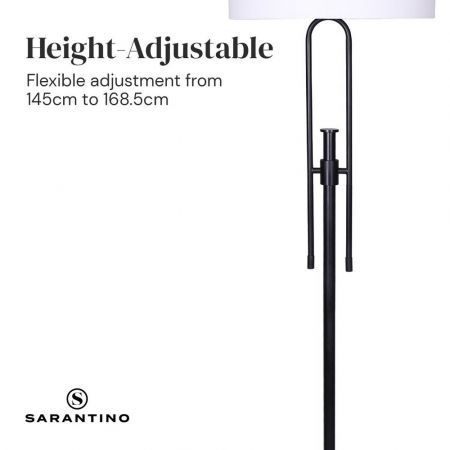 Sarantino Height-Adjustable Metal Floor Lamp Matte Black