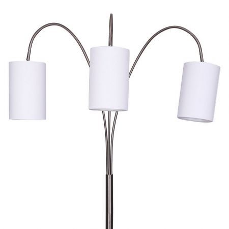 Sarantino 3-Light Metal Arc Floor Lamp - Nickel & Marble Finish