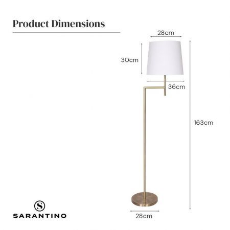 Sarantino Metal Floor Lamp - Antique Brass