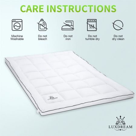 Single Size Mattress Topper Pillowtop Bed Pad Mat Soft for Back Pain Single Size White Luxdream 900gsm