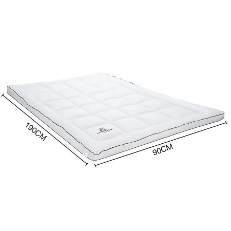 Single Size Mattress Topper Pillowtop Bed Pad Mat Soft for Back Pain Single Size White Luxdream 900gsm