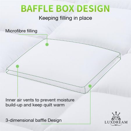 Single Size Mattress Topper Pillowtop Bed Pad Mat Soft for Back Pain Single Size White Luxdream 900gsm