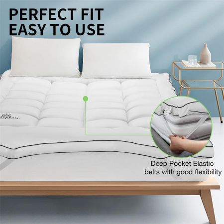 King Size Mattress Pillowtop Bed Topper Mat Pad Soft for Back Pain White Luxdream 900gsm